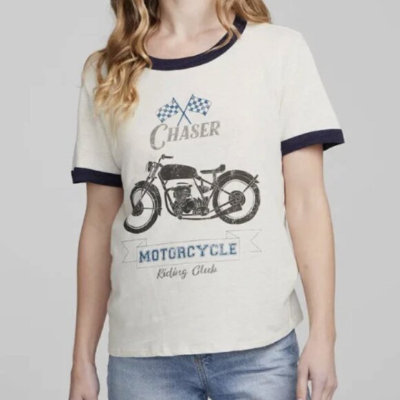 CHASER Motorcycle Graphic Ringer T-shirt - Picture 1 of 9